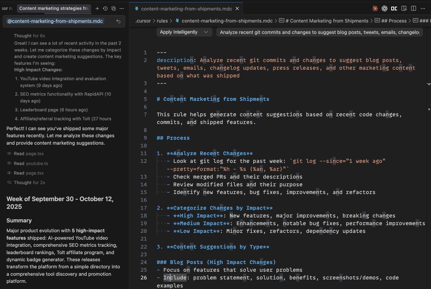 Turn Git Commits Into Marketing Content (Cursor Prompt)