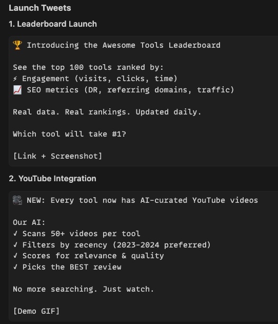 Ready-to-use tweet drafts